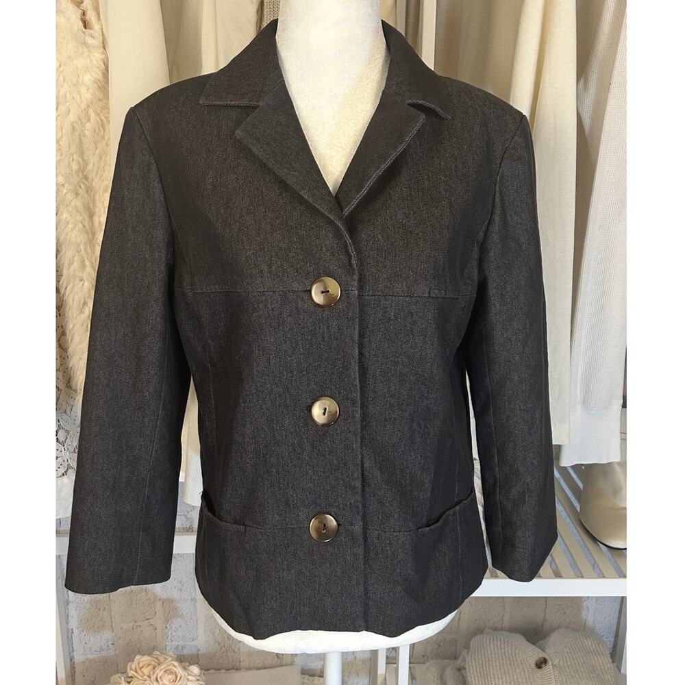 Evan Picone Stretch Women's Size 8 Denim Button Up Lined Blazer #0570